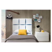 Estila Dizajnová kožená jednolôžková posteľ Veronica so vzorovaným čelom bielej farby 90-105cm