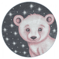 Dětský kusový koberec Bambi 810 pink kruh - 120x120 (průměr) kruh cm Ayyildiz koberce