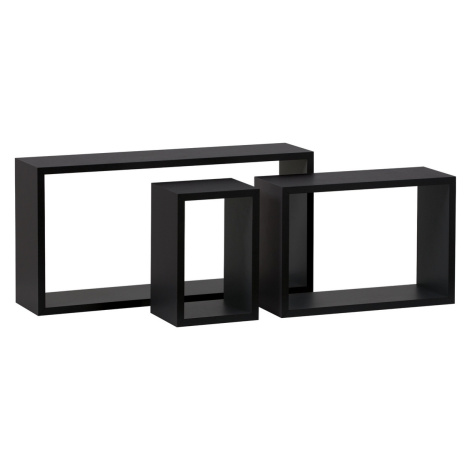 Súprava nástenných poličiek P-009, matná čierna, 3 ks Autronic