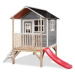 Domček cédrový na pilieroch Loft 300 Grey Exit Toys s vodeodolnou strechou a šmykľavkou sivý
