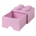 LEGO® úložný box 4 - so zásuvkou svetlo rúžová 250 x 250 x 180 mm