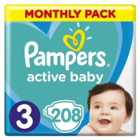 PAMPERS Active Baby 3 (6-10 kg) 208 ks MESAČNÁ ZÁSOBA – jednorazové plienky