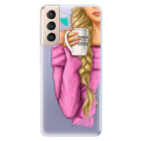 Odolné silikónové puzdro iSaprio - My Coffe and Blond Girl - Samsung Galaxy S21