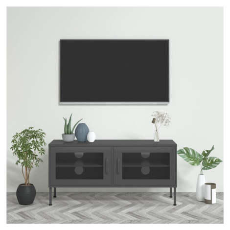 vidaXL TV skrinka antracitová 105x35x50 cm oceľ