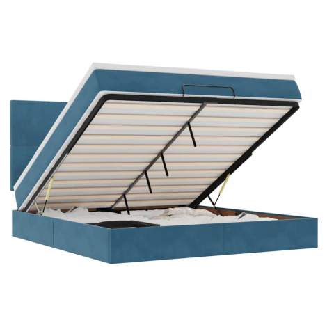 vidaXL OsmanskĂ˝ rĂˇm postele s matracmi tmavomodrĂˇ 180x200 cm zamat