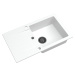 Sink Quality Natalie, kuchynský granitový drez 770x450x170 mm + čierny sifón, biela, SKQ-NAT.W.1