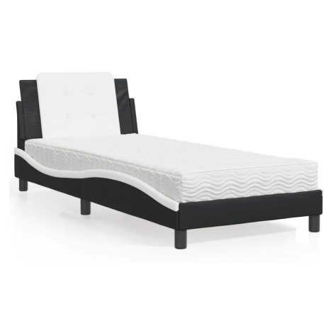 vidaXL Posteľ s matracom čierno-biela 90x190 cm umelá koža
