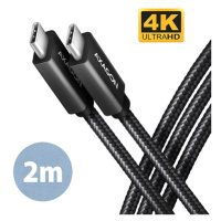 AXAGON BUCM32-CM20AB cable USB-C  <-> USB-C 3.2 Gen 2, 2m, PD 100W, 5A, 4K HD, ALU, braid, Black