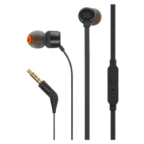 Káblové stereo slúchadlá, 3,5 mm, mikrofón, funkčné tlačidlo, JBL T110, čierne, z výroby