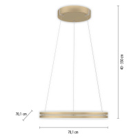 PURE LED závesné svetlo E-Loop, mosadz, Ø 70 cm hliník CCT