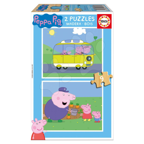 Drevené puzzle pre deti Peppa Pig Educa 2*9 dielov 17156