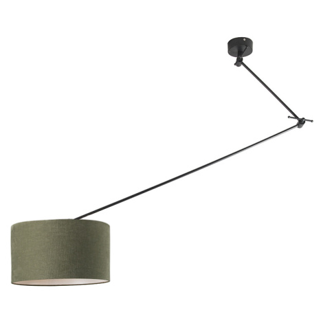 Závesná lampa čierna s tienidlom 35 cm zelená nastaviteľná - Blitz I. QAZQA