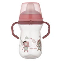 CANPOL BABIES Hrnček so silikónovým náustkom FirstCup Bonjour Paris 250ml ružový 6m+