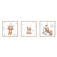 Detské obrázky v súprave 3 ks 20x20 cm Teddy Bear