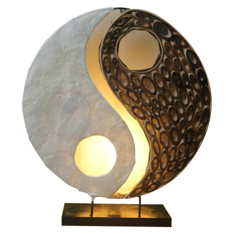 Stolná lampa Ying Yang z prírodných materiálov, 30 cm Woru