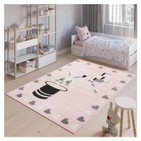 Ružový detský koberec s obrázkom
