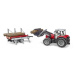 BRUDER 02046 Massey Ferguson 7480 s čelným nakladačom a prepravníkom dreva