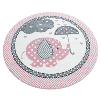 Dětský kusový koberec Kids 570 pink kruh - 120x120 (průměr) kruh cm Ayyildiz koberce