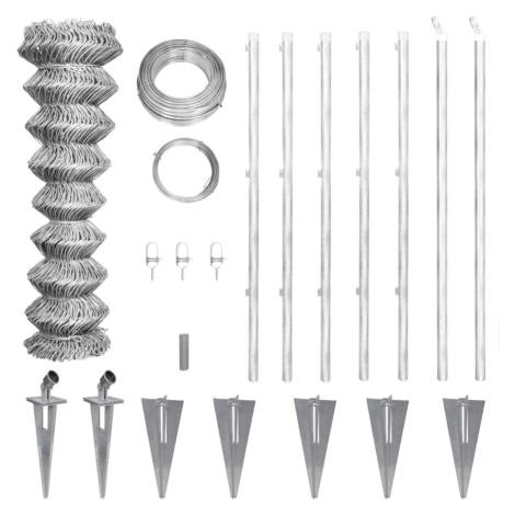 vidaXL Drôtené pletivo+stĺpiky a hroty, pozinkovaná oceľ 15x1,25 m