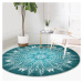 Tyrkysovomodrý prateľný okrúhly koberec vhodný pre robotické vysávače ø 120 cm Comfort – Mila Ho