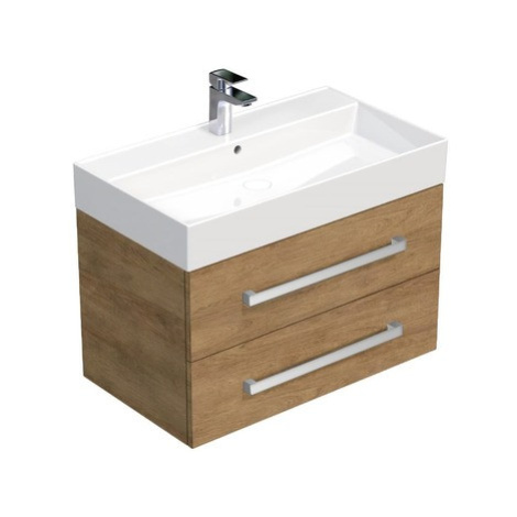 Kúpeľňová skrinka s umývadlom SAT Cube Way 80x47,5x46 cm dub Hickory CUBE46802DHSAT