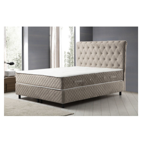 Béžová boxspring posteľ s úložným priestorom 140x200 cm Sonata – Kalune Design