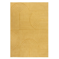 Žltý vlnený koberec Flair Rugs Zen Garden, 120 x 170 cm