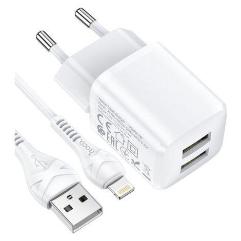 Sieťová nabíjačka HOCO N8 2xUSB + kábel Lightning 8-pin 2,4A  Briar white