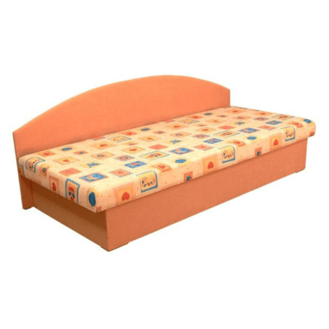 Celočalúnená váľanda so sendvičovým matracom, oranžová/vzor, EDVIN 03