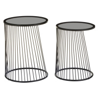 Okrúhle odkladacie stolíky so sklenenou doskou v súprave 2 ks Trento – Premier Housewares