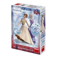 Puzzle 3v1 Ľadové královstvo II/Frozen II 200 dielikov s diamantmi s lepidlom v krabici 20x29,5x