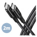 AXAGON BUCM-CM20AB cable USB-C  <-> USB-C 2.0, 2m, PD 60W, 3A, ALU, braid, Black