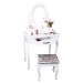 KONDELA Linet New toaletný stolík s taburetkou biela / strieborná / zlatá