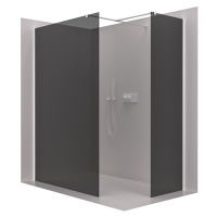 Cerano Onyx, sprchová zástena Walk-in, hranatá vzpera - biela matná, grafitové sklo - 150x150 cm