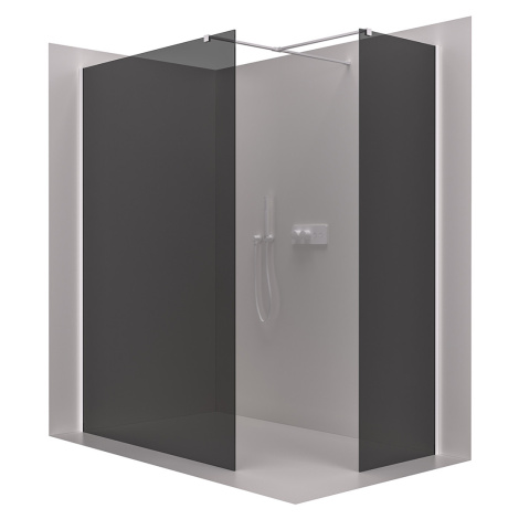 Cerano Onyx, sprchová zástena Walk-in, hranatá vzpera - biela matná, grafitové sklo - 150x150 cm