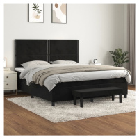 vidaXL Posteľný rám boxspring s matracom čierny 180x200 cm zamat