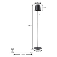 Lindby LED solárna stojacia lampa Hilario, čierna, železo, dobíjacia