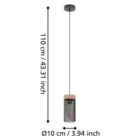 Závesné svietidlo Kilnsdale, Ø 11 cm, čierna/hnedá, oceľ