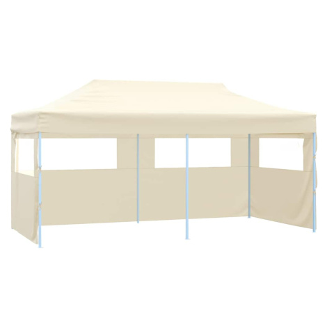 vidaXL Profesionálny skladací párty stan+4 steny 3x6 m, oceľ, krémový
