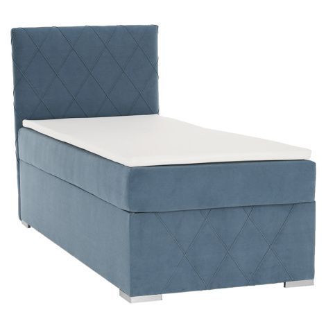 Boxspringová posteľ, jednolôžko, modrá, 90x200, ľavá, PAXTON Tempo Kondela
