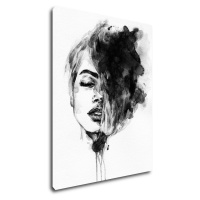 Impresi Obraz Maľovaný portrét ženy čiernobiely - 70 x 90 cm