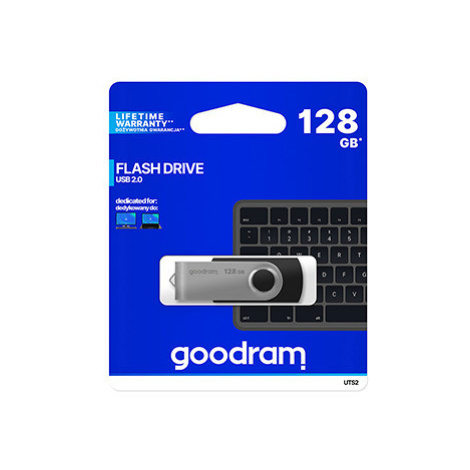 Goodram USB flash disk, USB 2.0, 128GB, UTS2, čierny, UTS2-1280K0R11, USB A, s otočnou krytkou