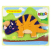 mamido Drevené Puzzle Dinosaury Triceratops Ankylosaurus Oranžový