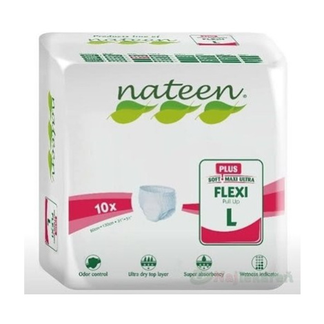 Nateen FLEXI PLUS L nohavičky plienkové, obvod bokov 110-170cm, savosť 2550ml, 10ks