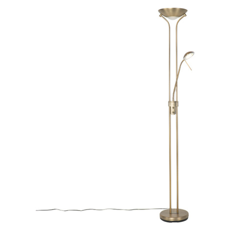 Moderná stojaca lampa bronzová s lampou na čítanie vrátane LED stmievateľnej - Diva QAZQA