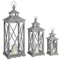 Estila Dizajnový set troch drevených lampášov