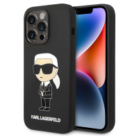 Karl Lagerfeld Liquid Silicone Ikonik Kryt pre iPhone 15 Pro, Čierny