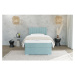 Svetlomodrá čalúnená jednolôžková posteľ s úložným priestorom s roštom 80x200 cm Bunny – Ropez