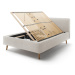 Béžová čalúnená dvojlôžková posteľ s úložným priestorom a roštom 140x200 cm Mattis – Meise Möbel
