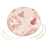Bellatex EMA okrúhly hladký – priemer 40 cm, výška 3 cm – patchwork srdce ružové